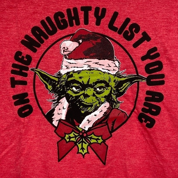 Star Wars “On The Naughty List You Are” Screen Print Short Sleeved Shirt NWOT - Picture 2 of 4